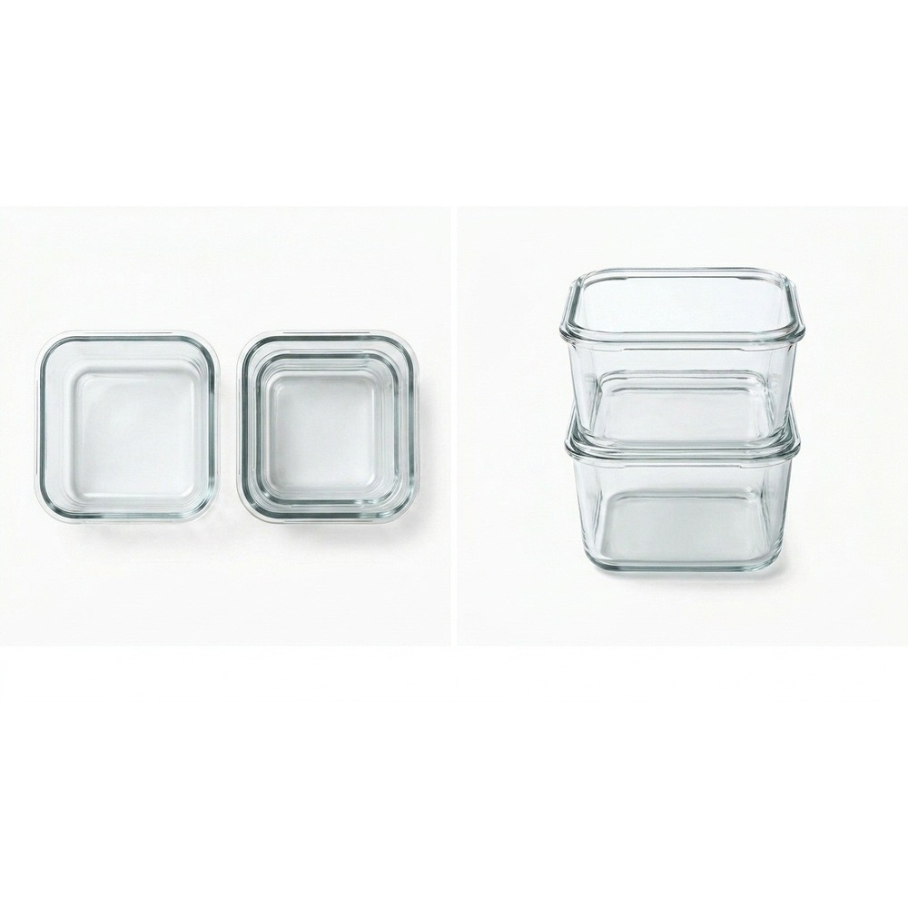 Glasslock OCST-014 Square Oven Safe Glass Storage Containers‎ 145ml Set 2 Korea